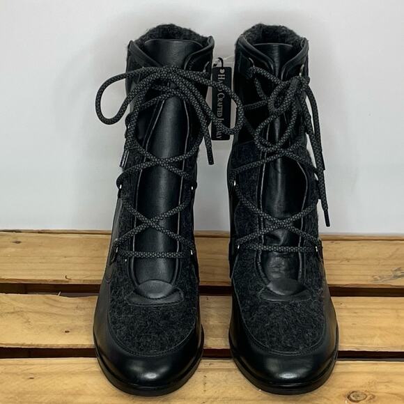 Napoleoni black leather heel lace up boots made in Italy size 41 - Picture 3 of 15